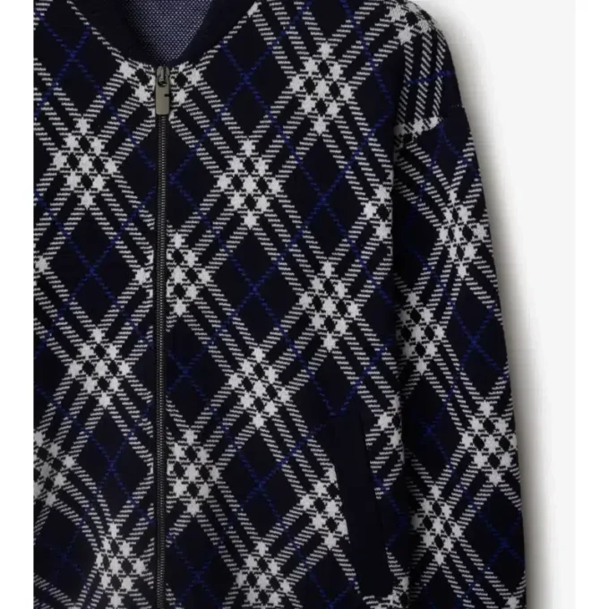 Chaqueta bomber de mezcla de lana con estampado de cuadros