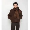 Chaqueta con bufanda desmontable de mezcla de lana