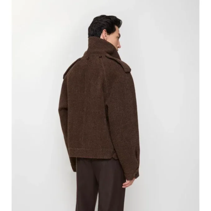 Chaqueta con bufanda desmontable de mezcla de lana