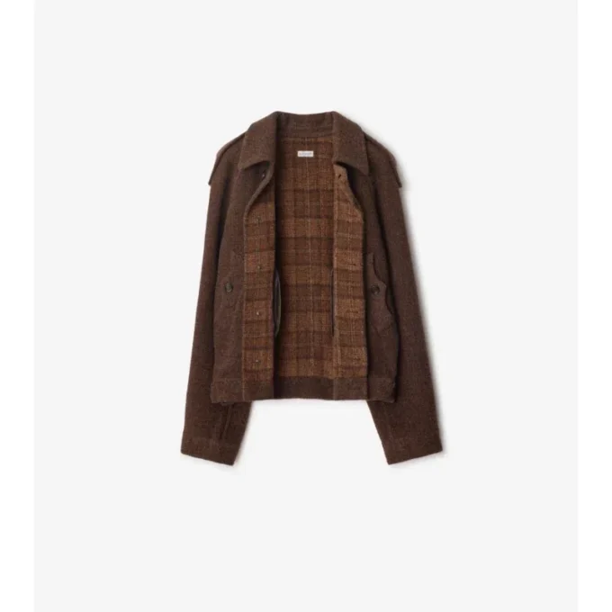 Chaqueta con bufanda desmontable de mezcla de lana