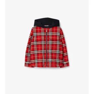 Chaqueta con capucha de algodón a cuadros