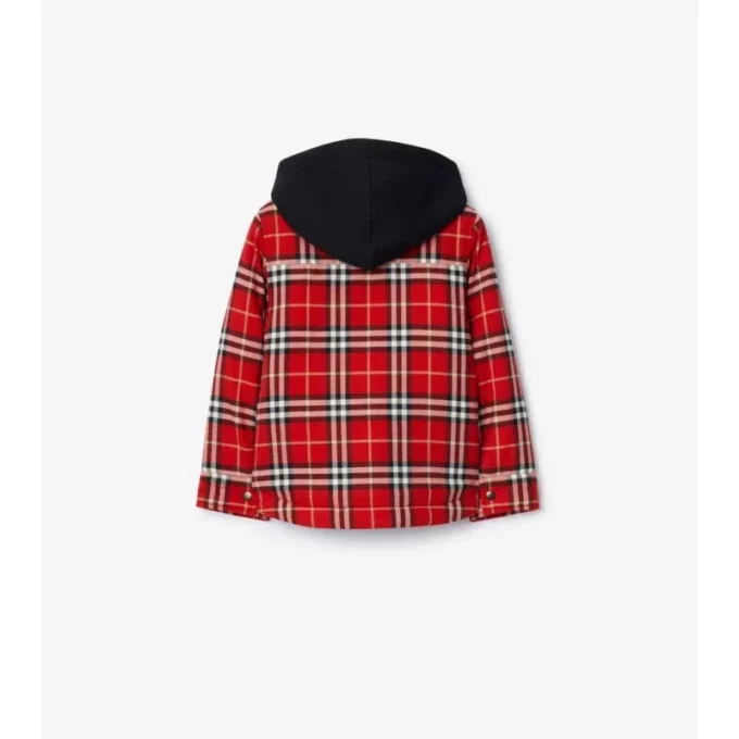 Chaqueta con capucha de algodón a cuadros