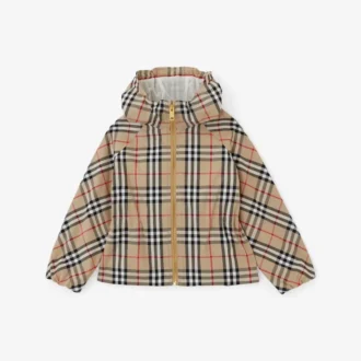Chaqueta con capucha de algodón Vintage Check
