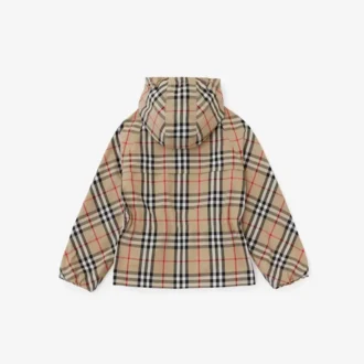 Chaqueta con capucha de algodón Vintage Check
