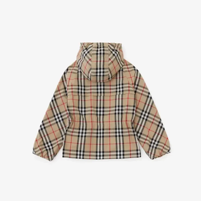 Chaqueta con capucha de algodón Vintage Check
