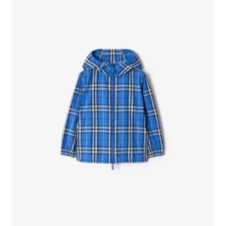 Chaqueta con capucha de nailon a cuadros