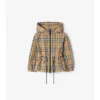 Chaqueta con capucha de nailon a cuadros