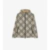 Chaqueta con capucha de nailon a cuadros