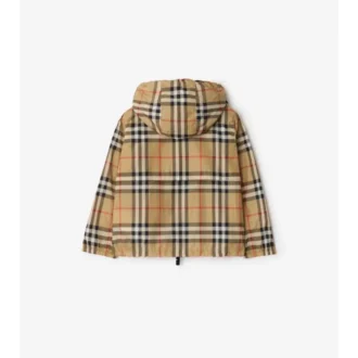 Chaqueta con capucha de nailon a cuadros