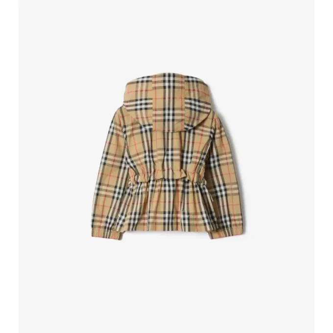 Chaqueta con capucha de nailon a cuadros
