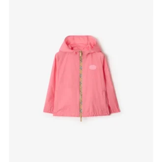 Chaqueta con capucha de nailon con cinta a cuadros