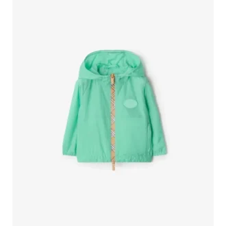 Chaqueta con capucha de nailon con cinta a cuadros