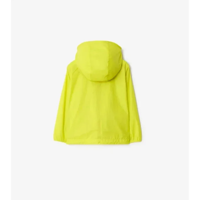 Chaqueta con capucha de nailon con cinta a cuadros