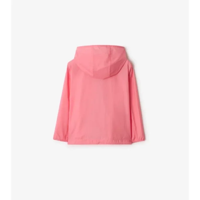 Chaqueta con capucha de nailon con cinta a cuadros