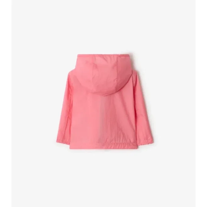 Chaqueta con capucha de nailon con cinta a cuadros