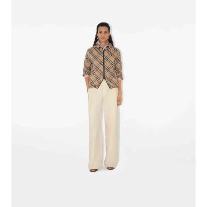 Chaqueta con capucha y estampado de cuadros