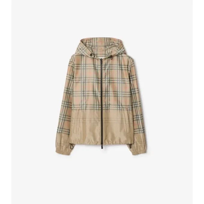 Chaqueta con capucha y estampado de cuadros degradado