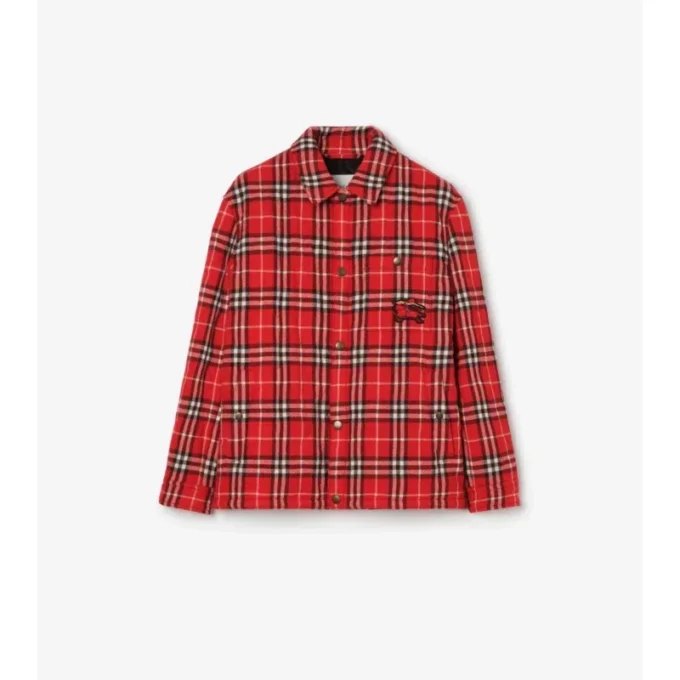 Chaqueta de franela de lana acolchada con estampado de cuadros