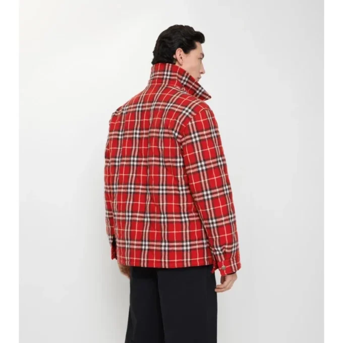 Chaqueta de franela de lana acolchada con estampado de cuadros
