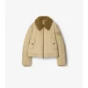 Chaqueta de gabardine con cuello de piel de oveja