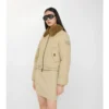 Chaqueta de gabardine con cuello de piel de oveja
