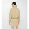 Chaqueta de gabardine con cuello de piel de oveja