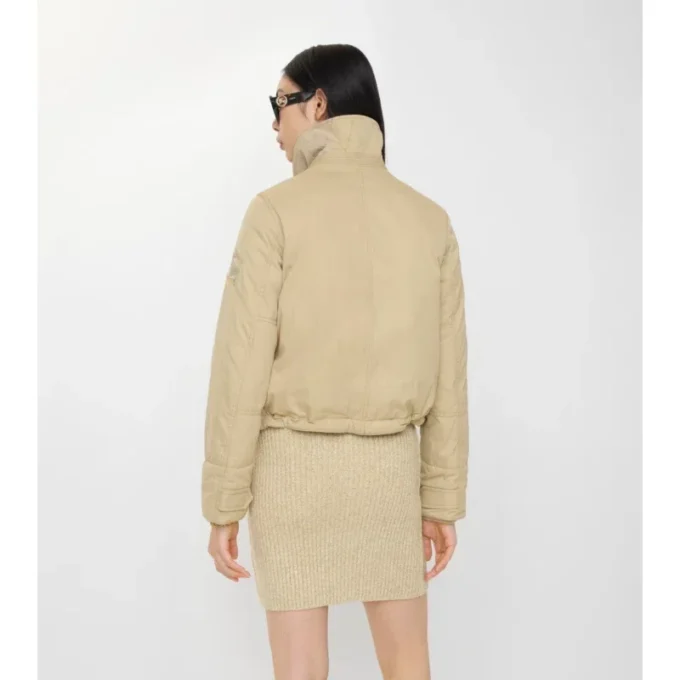 Chaqueta de gabardine con cuello de piel de oveja