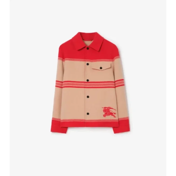 Chaqueta de lana y nailon a rayas