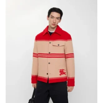 Chaqueta de lana y nailon a rayas