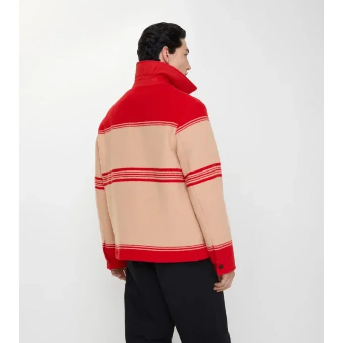 Chaqueta de lana y nailon a rayas