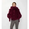 Chaqueta de piel de oveja con bufanda desmontable