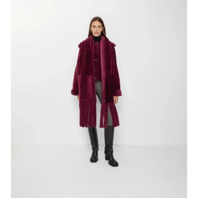 Chaqueta de piel de oveja con bufanda desmontable