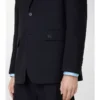 Chaqueta entallada de algodón y lino con efecto seersucker
