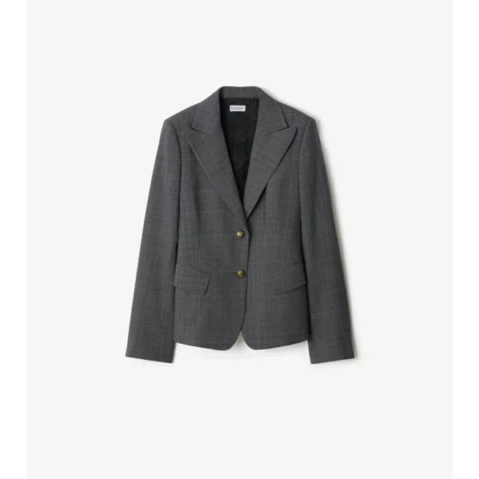 Chaqueta entallada de lana a cuadros