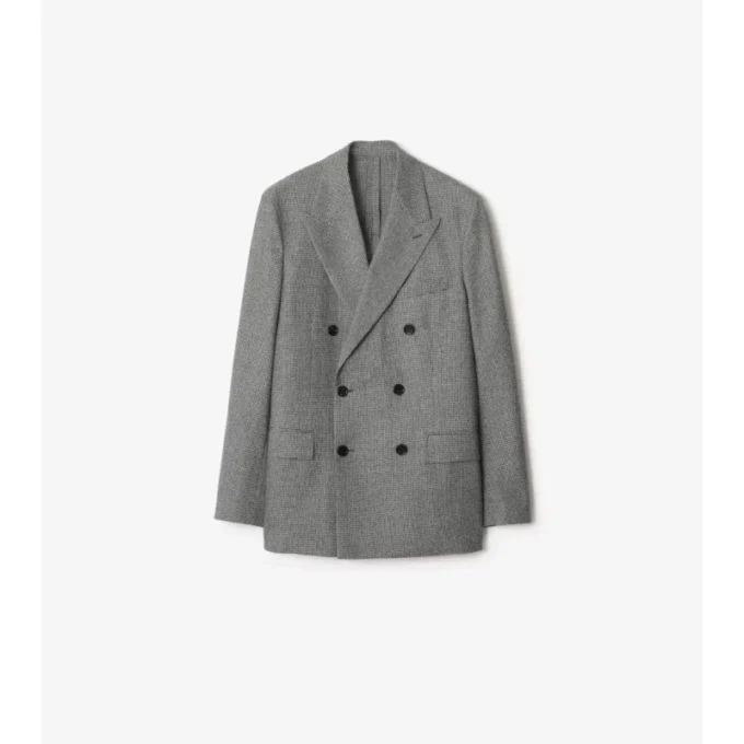 Chaqueta entallada de lana con estampado de cuadros Puppytooth