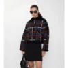 Chaqueta Floriston acolchada con estampado de cuadros y cinturón, de corte corto
