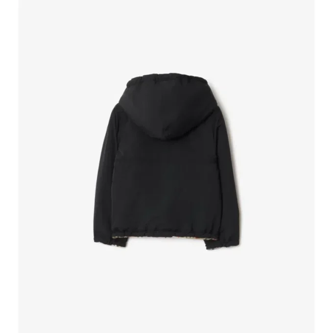 Chaqueta reversible con capucha de forro polar y estampado de cuadros