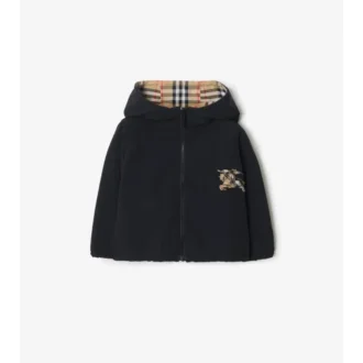 Chaqueta reversible con capucha y estampado de cuadros