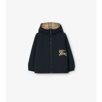Chaqueta reversible con capucha y estampado de cuadros