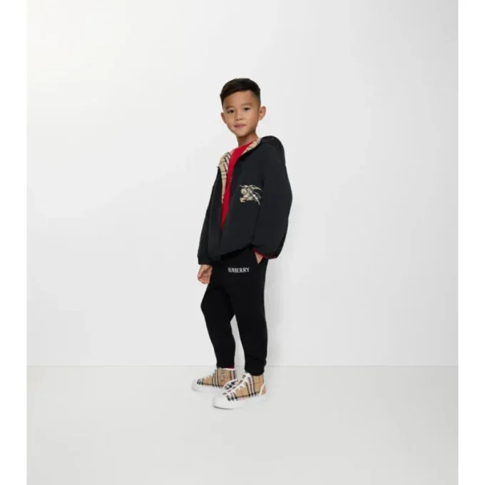 Chaqueta reversible con capucha y estampado de cuadros