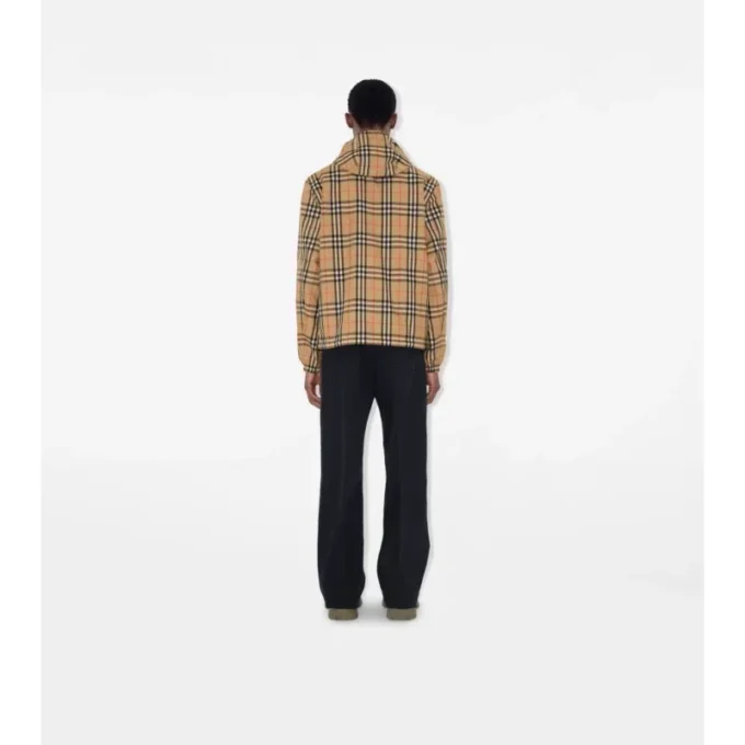 Chaqueta reversible con capucha y estampado de cuadros