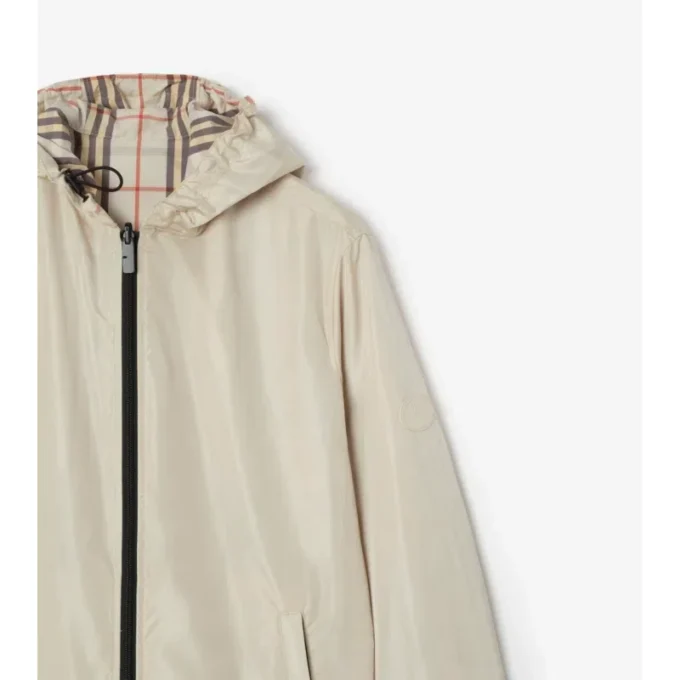 Chaqueta reversible con capucha y estampado de cuadros