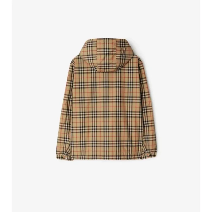 Chaqueta reversible con capucha y estampado de cuadros