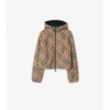Chaqueta reversible con capucha y estampado de cuadros, de corte corto
