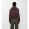 Chaqueta reversible con capucha y estampado de cuadros, de corte corto