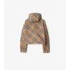 Chaqueta reversible con capucha y estampado de cuadros, de corte corto