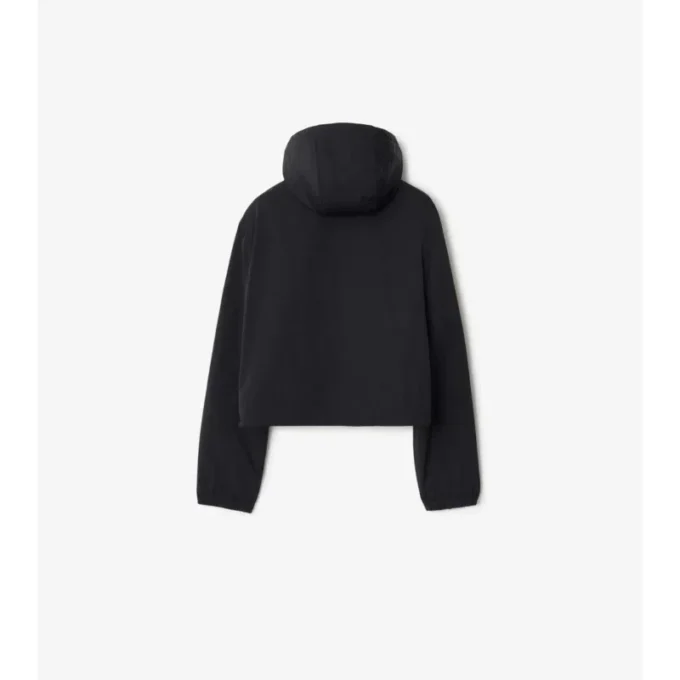 Chaqueta reversible con capucha y estampado de cuadros, de corte corto