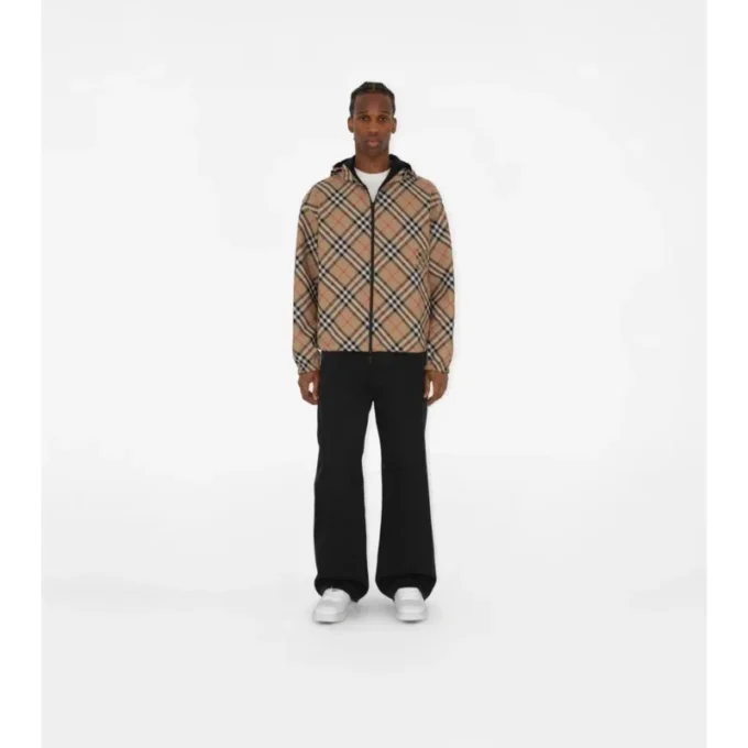 Chaqueta reversible con estampado de cuadros