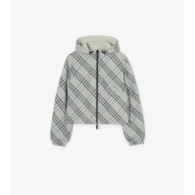 Chaqueta reversible de cuadros corta