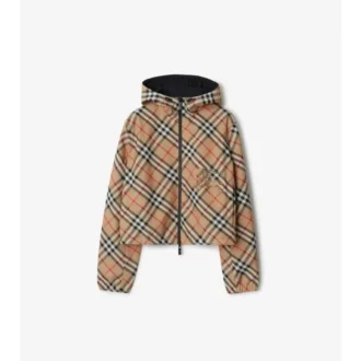 Chaqueta reversible de cuadros corta